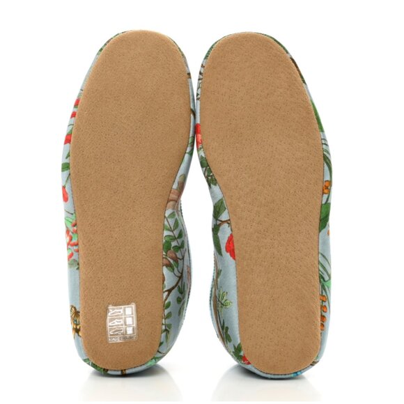 Gucci  Satin Voyage Eco Tian Printed Womens Flats 41 Light Blue Multicolor - Picture 4 of 6